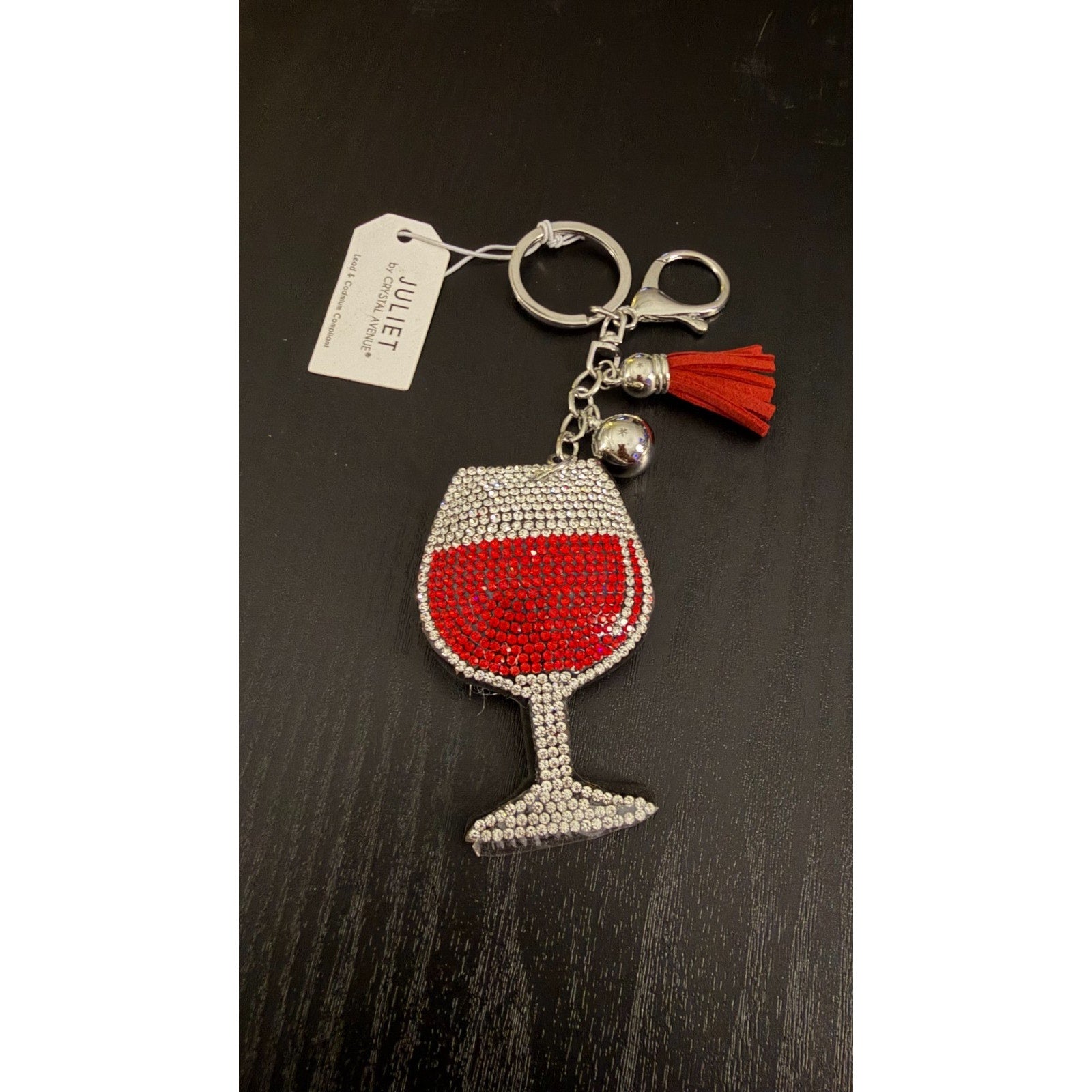 NEW Juliet Bling Rhinestone Keychain - Red Wine Glass
