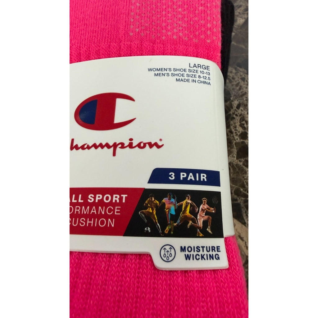 Champion All Sport Performance Adult Large Crew Socks (3-Pack) — NWT