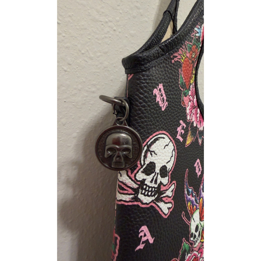 New Ed Hardy Tattoo Print Tote Bag Skull, Tiger & Swallow Graphic Shoulder Bag
