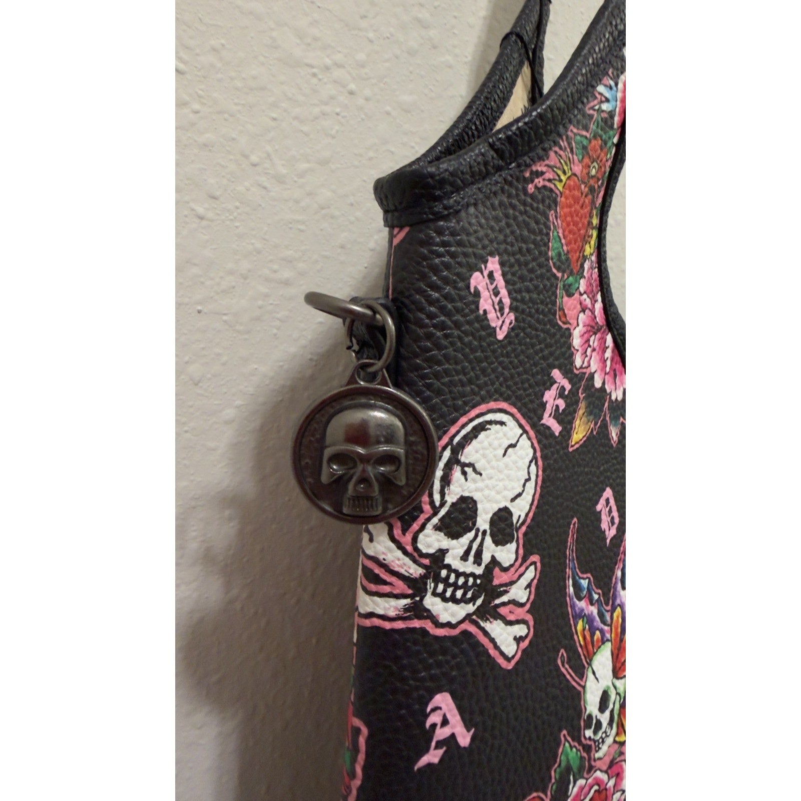 New Ed Hardy Tattoo Print Tote Bag Skull, Tiger & Swallow Graphic Shoulder Bag