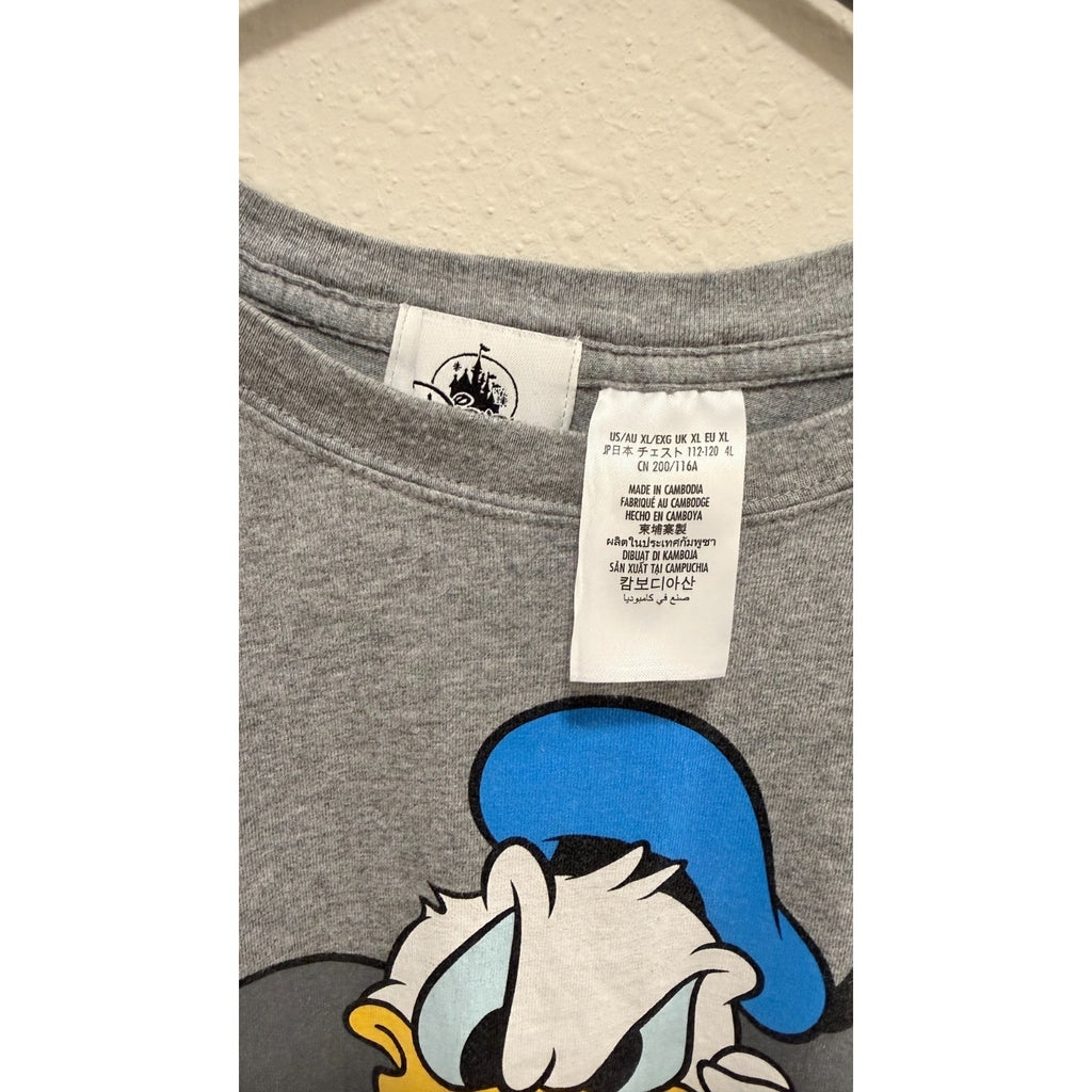 Disney Parks Donald Duck T-shirt Graphic Grey Adult Unisex XL - Preowned