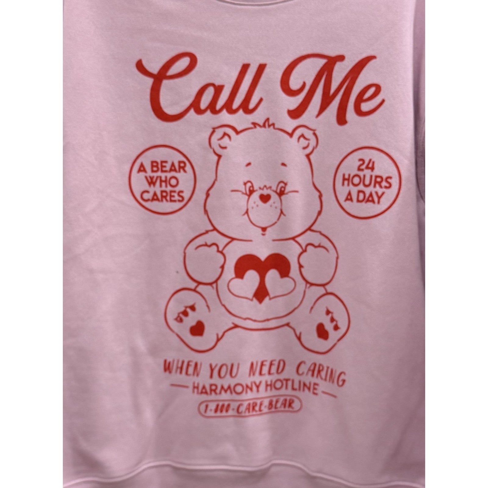 NEW Care Bears Valentine's Day "Call Me" Graphic Sweatshirt Women's XL