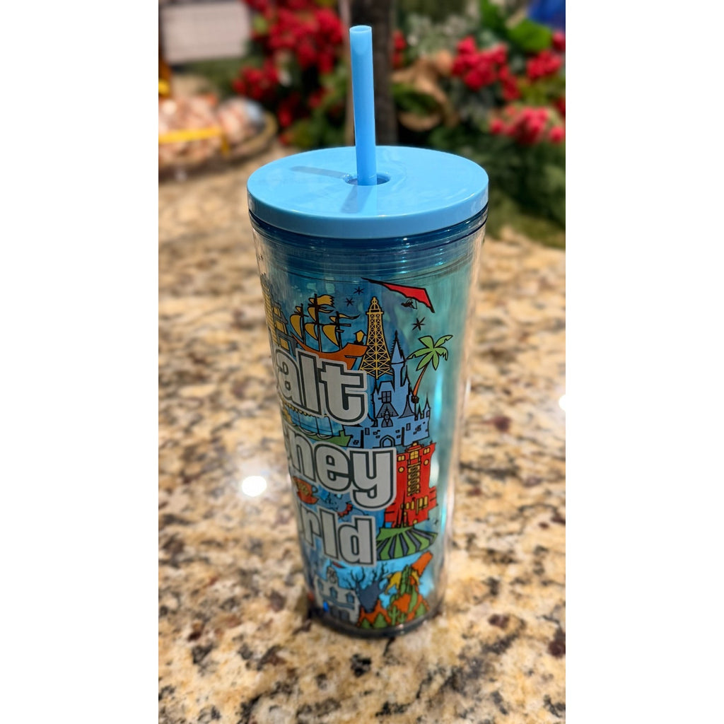NEW Disney Parks Walt Disney World 2025 Four Parks 20oz Clear Plastic Tumbler