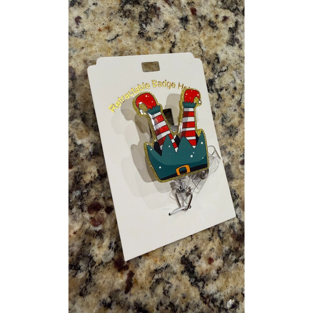 Retractable ID Clip Green Tree Emblem Roll, Acrylic Christmas Badge Holder NEW