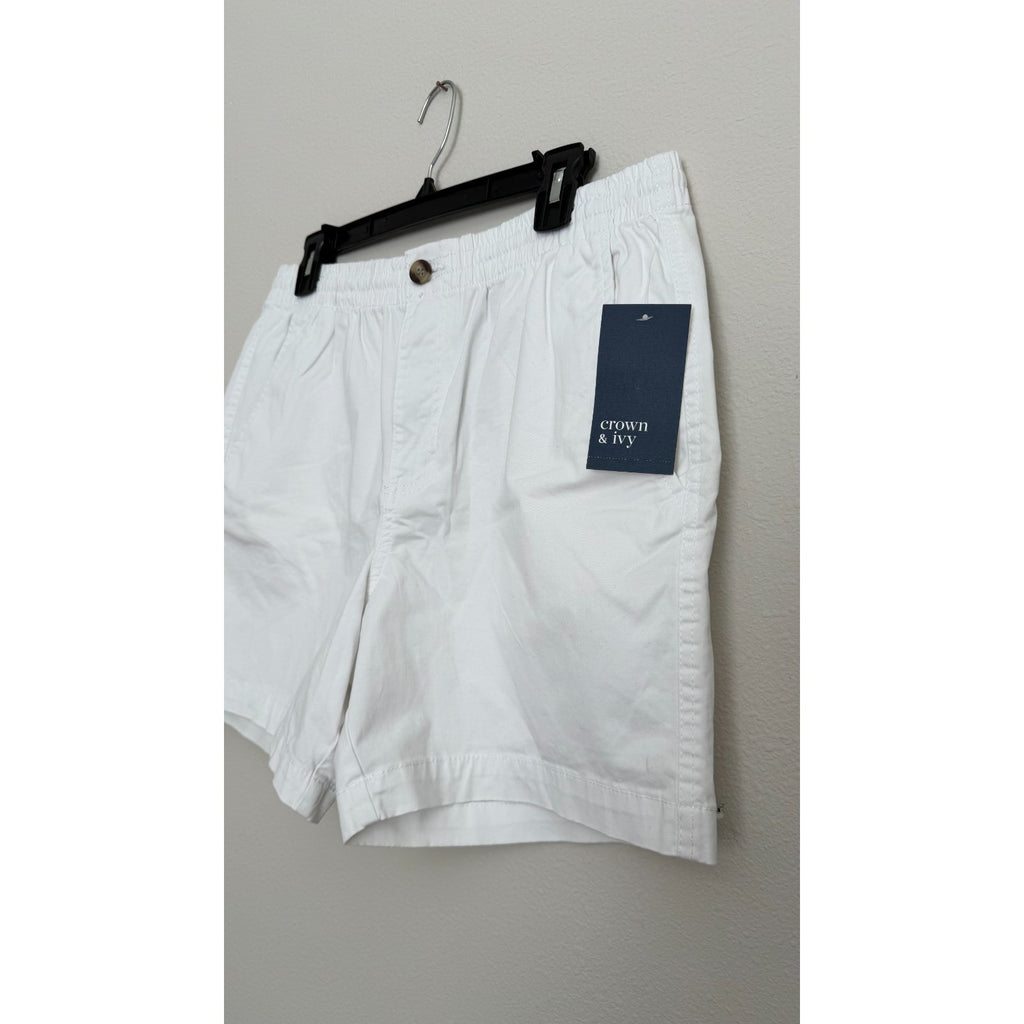 Crown & Ivy Men’s Motion Flex Shorts | White | Small (S) | 6” Inseam | NWT