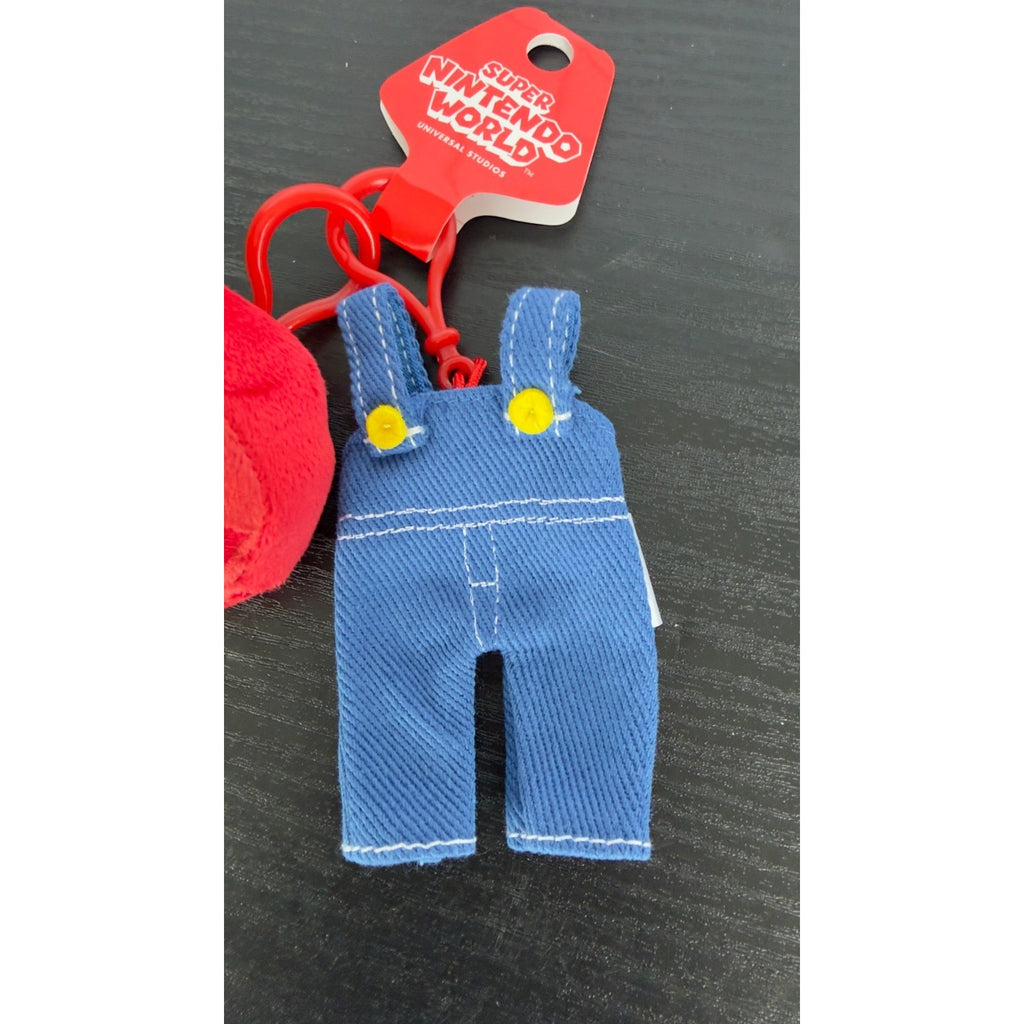 Universal Studios Super Nintendo World Mario Hat & Overalls Plush Keychain NEW