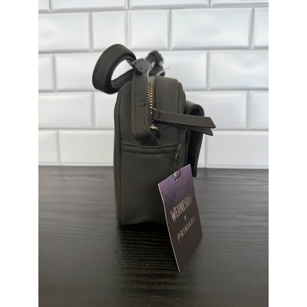 Primark Wednesday Addams Nevermore Crest Camera Bag Crossbody 9"x6" NWT