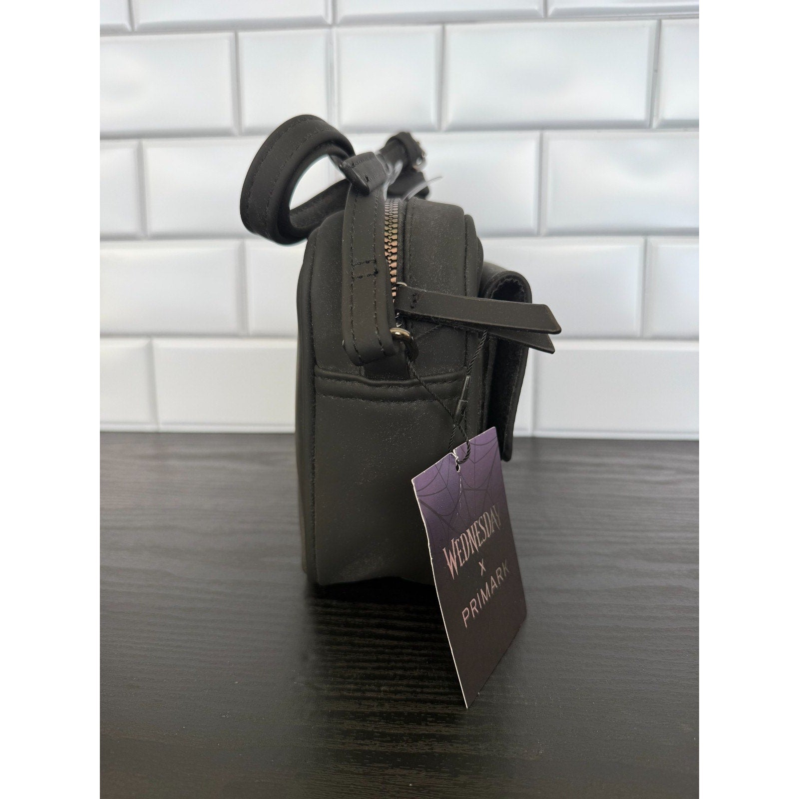 Primark Wednesday Addams Nevermore Crest Camera Bag Crossbody 9"x6" NWT