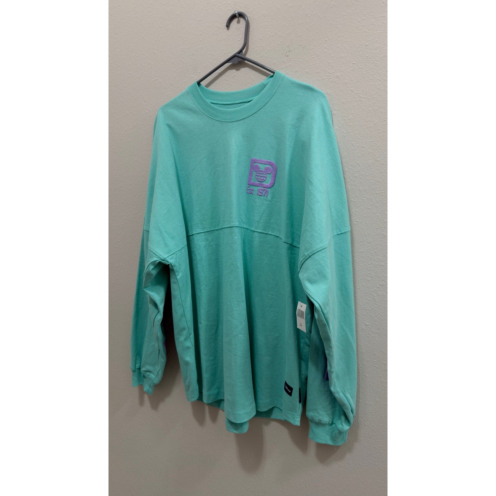 Walt Disney World Spirit Jersey Large Mint Green Pistachio Purple Glitter NWT