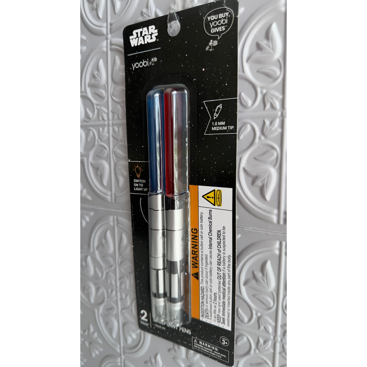 Yoobi Star Wars Light-Up Lightsaber Ballpoint Pens 2-Pack – Red & Blue NEW