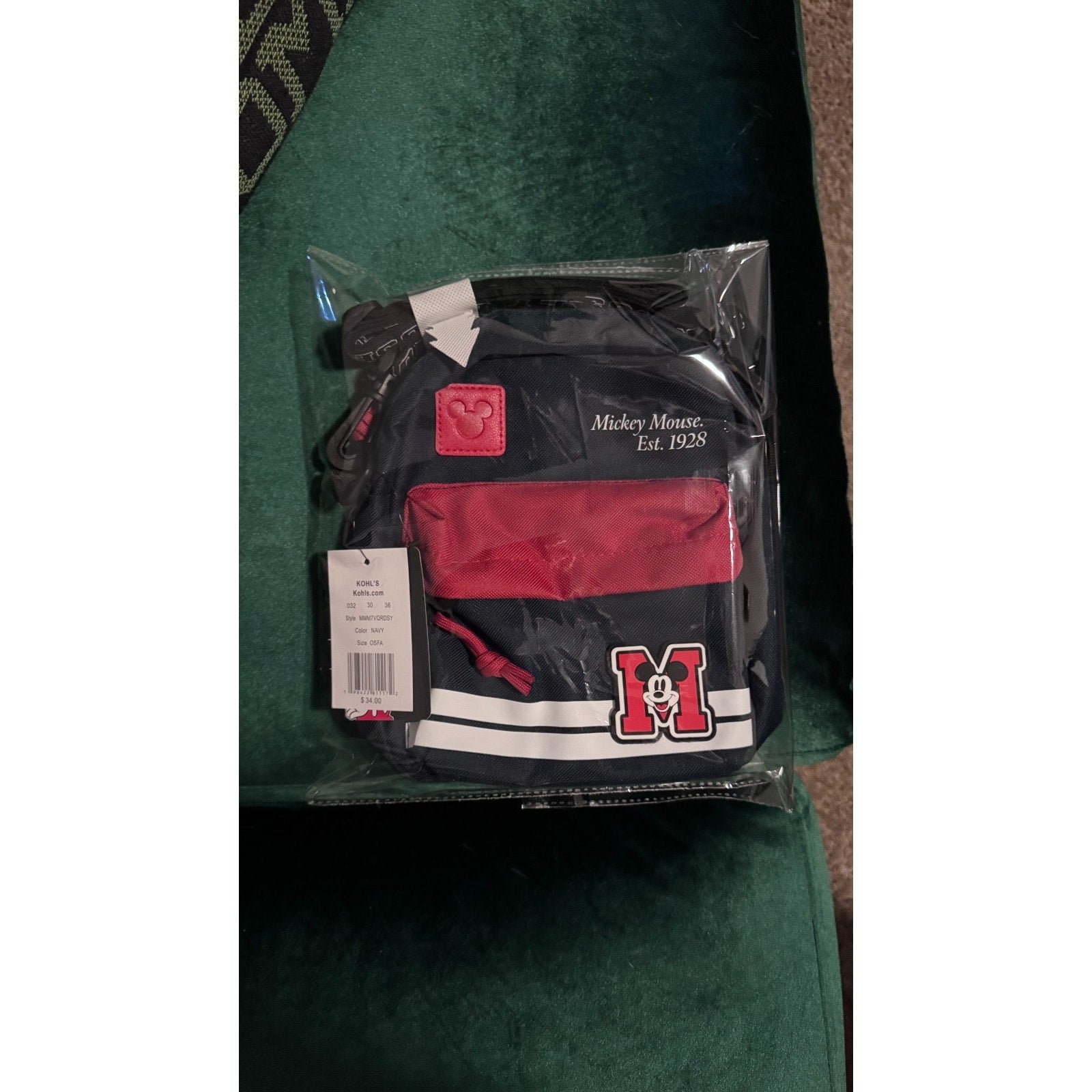 Bioworld Disney Mickey Mouse Varsity Crossbody Bag Red Blue NWT