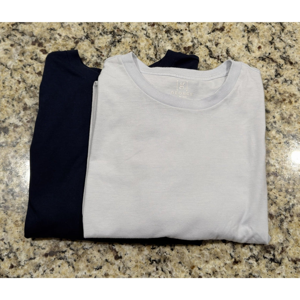 George Men’s Crewneck T-Shirt Bundle - 2 Pack - Size XL - Navy & Light Blue