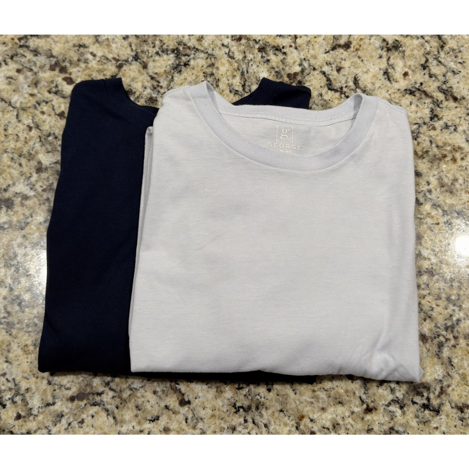 George Men’s Crewneck T-Shirt Bundle - 2 Pack - Size XL - Navy & Light Blue