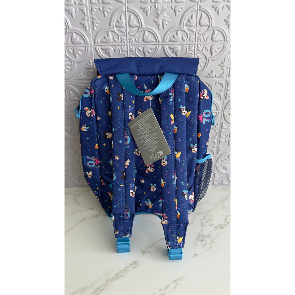 Disneyland 70th Anniversary Celebrate Happy Blue Characters Backpack NWT