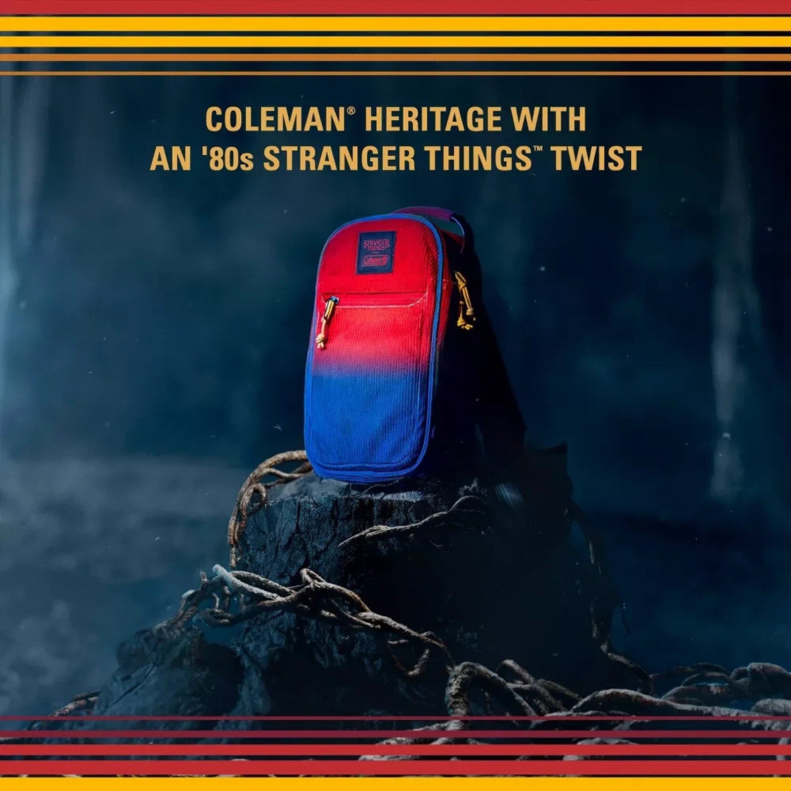 NEW Coleman x Stranger Things 6-Can Convertible Cooler Sling - Red Fade