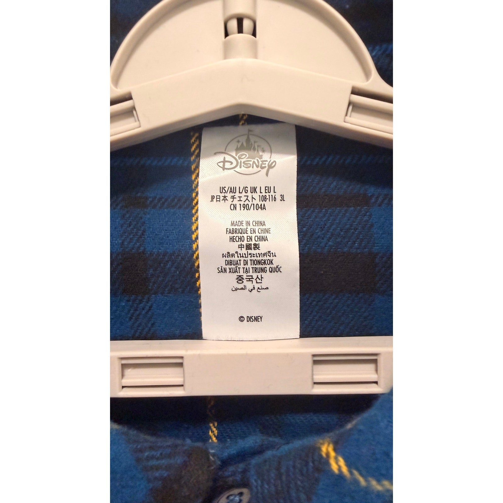 Disney Adult Shirt Donald Duck Plaid Flannel Shirt Large NWT