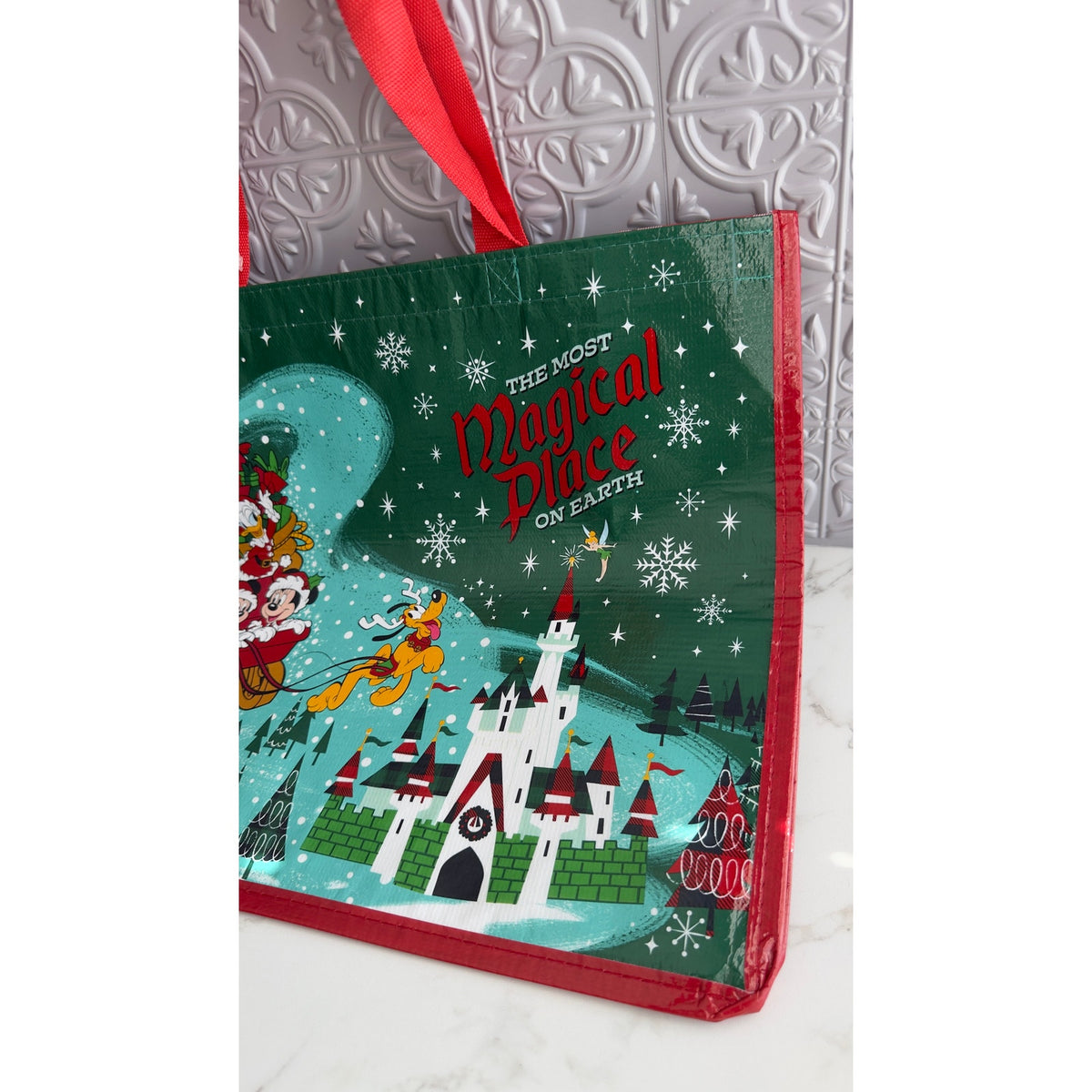 Disney Parks Christmas Holiday Reusable Shopping Tote Bag Most Magical Place NWT