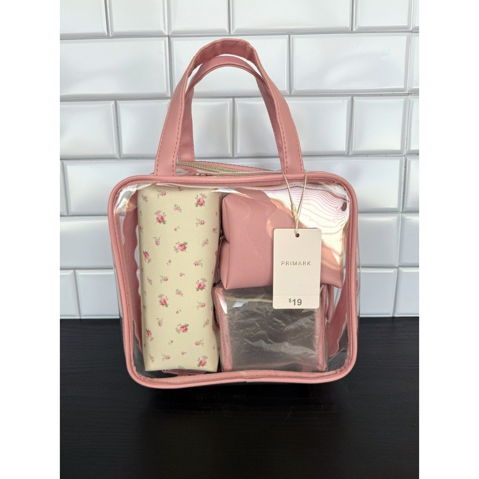 NWT Primark Pink Floral 3-Piece Wash Bag Set – Pink Roses