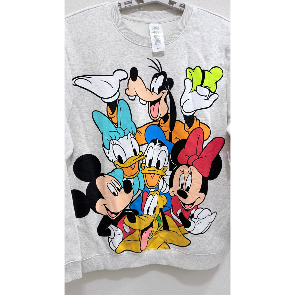 Disney Parks Mickey Mouse and Friends Gray Large Adult Pullover Sweatshirt NWT
