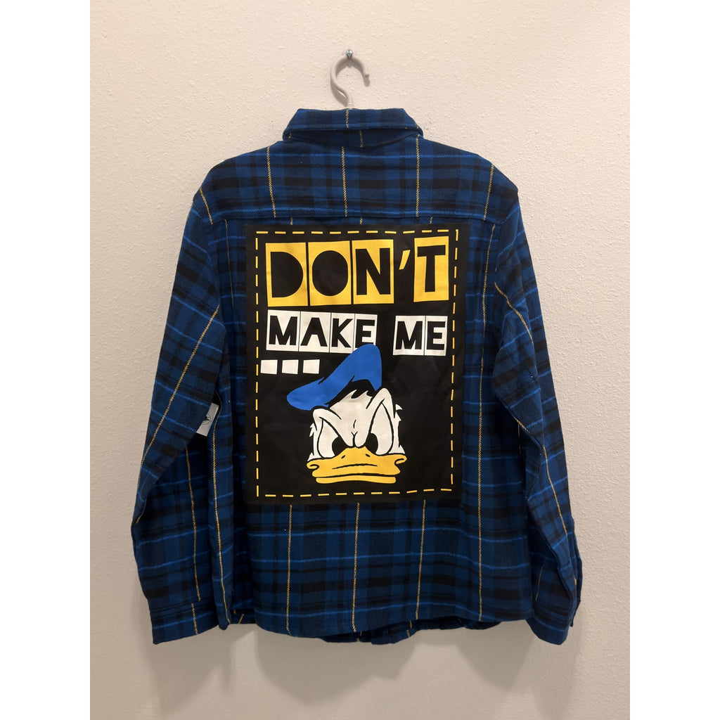 Disney Adult Shirt Donald Duck Plaid Flannel Shirt Large NWT