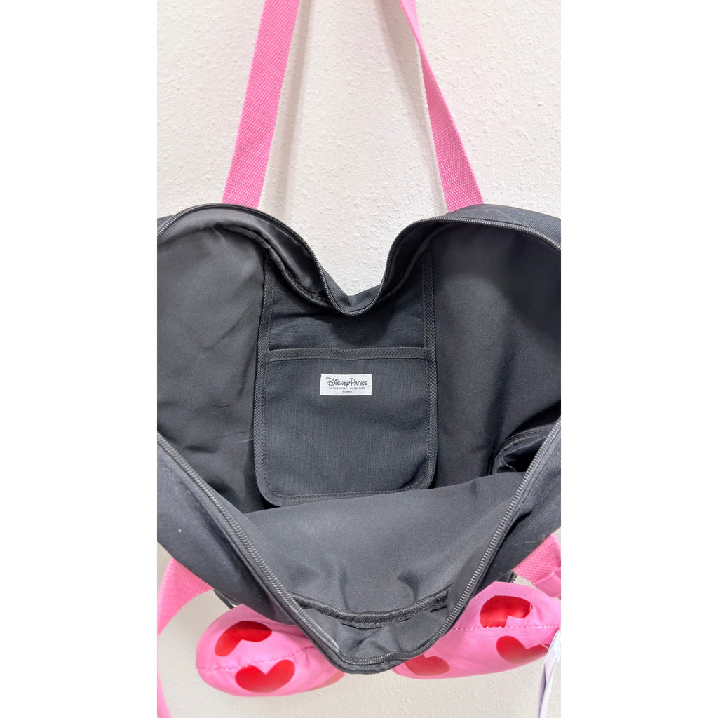 Disney Parks Minnie Mouse Big Face Canvas Tote Bag Polka Dot Bow NWT