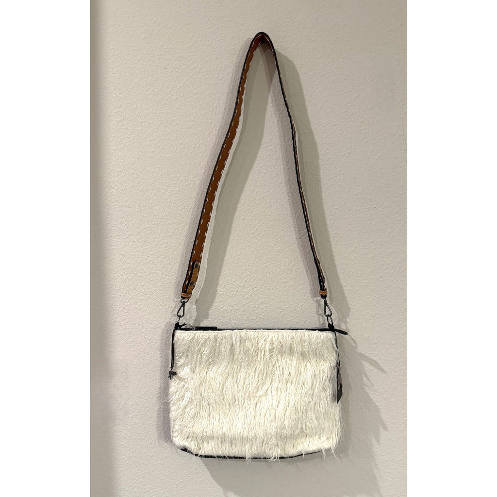 Angel Ranch Angora Messenger Conceal Carry Handbag - Floral Tooled Strap NWT