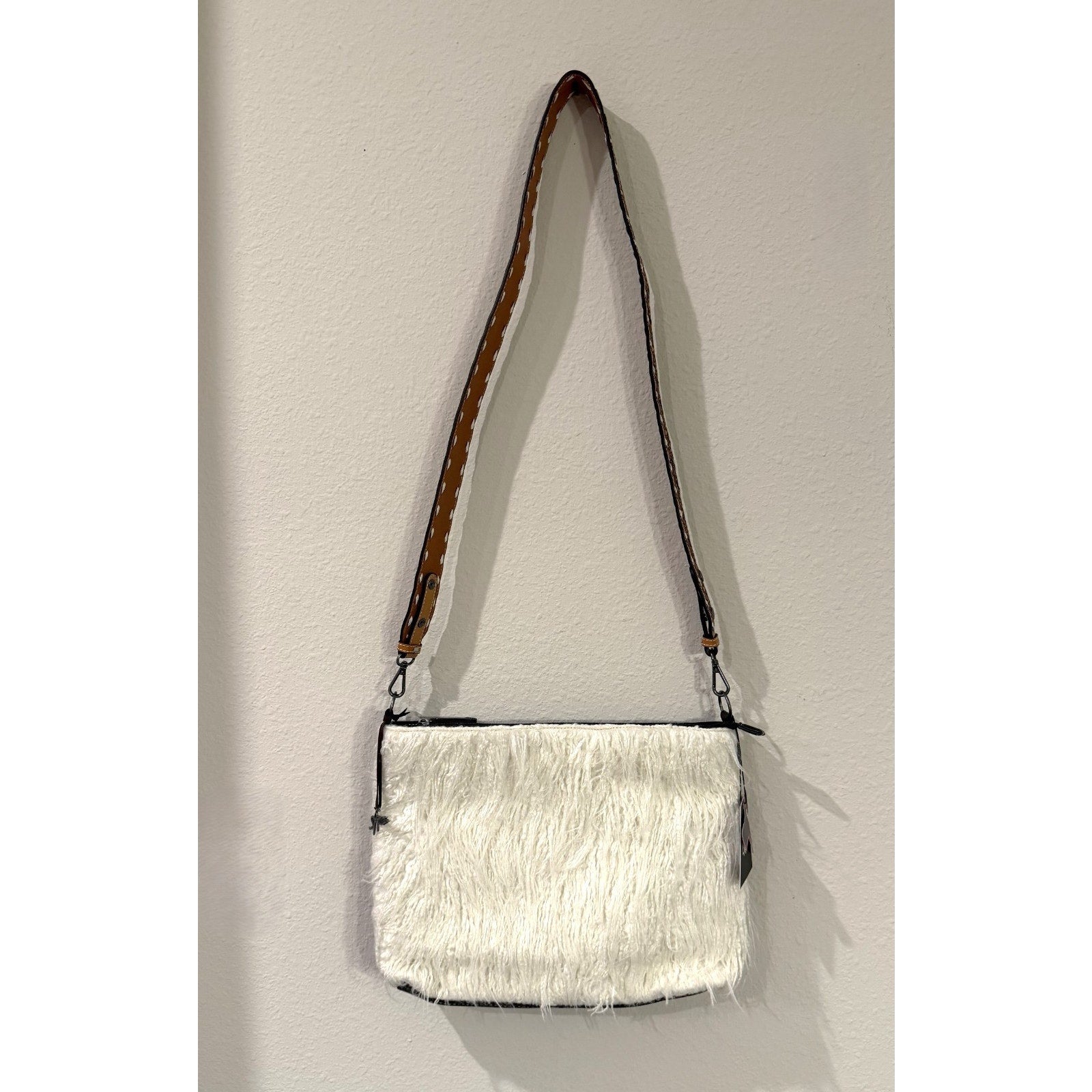 Angel Ranch Angora Messenger Conceal Carry Handbag - Floral Tooled Strap NWT
