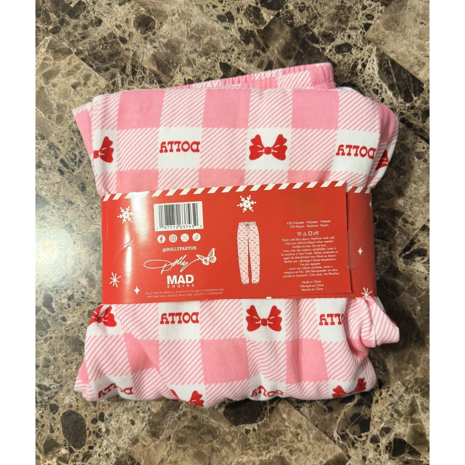 NEW Dolly Parton "Bows & Checks" Jogger Pajama Pants – Adult XL