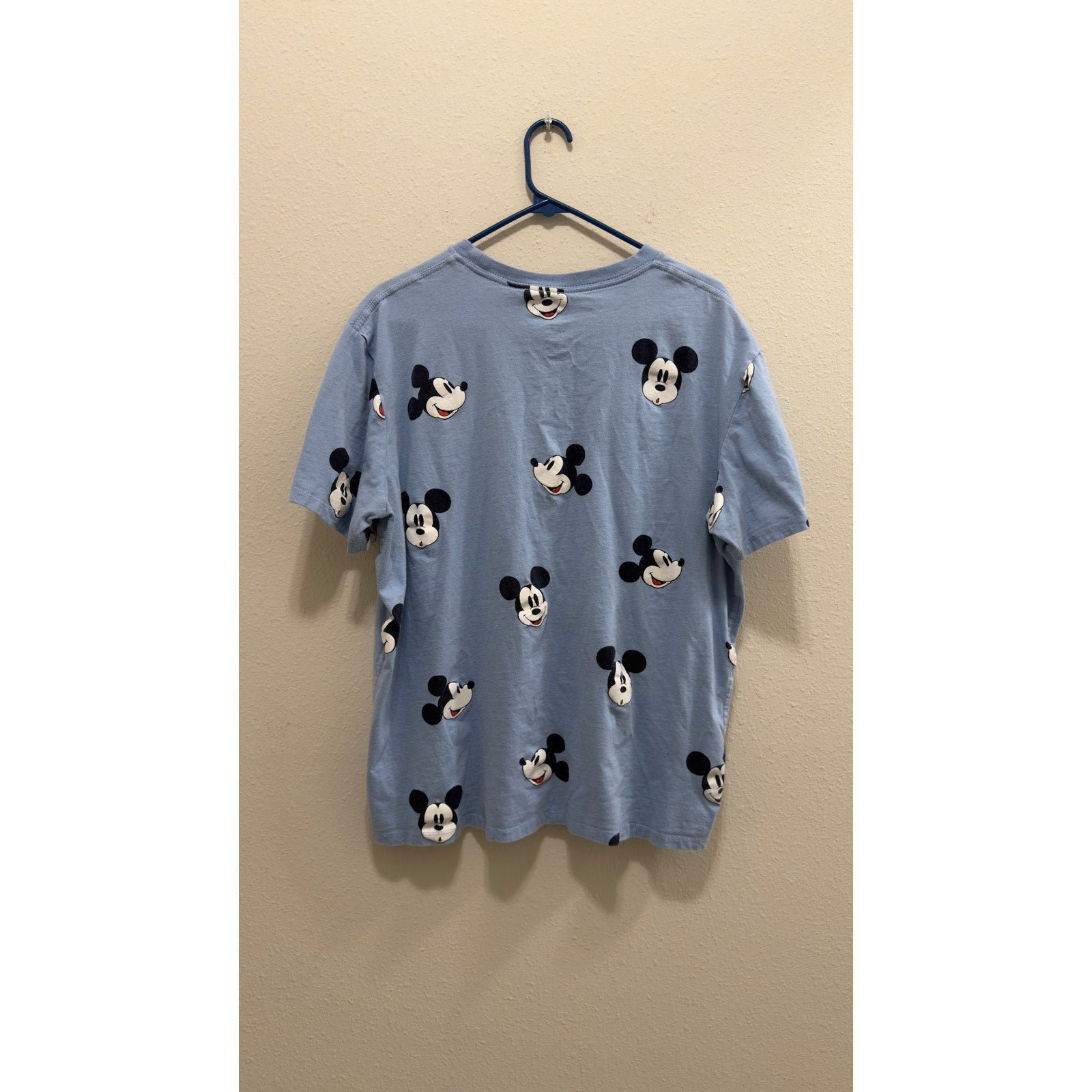 Disney Parks Mickey Mouse All-Over Print Graphic T-Shirt Light Blue Large