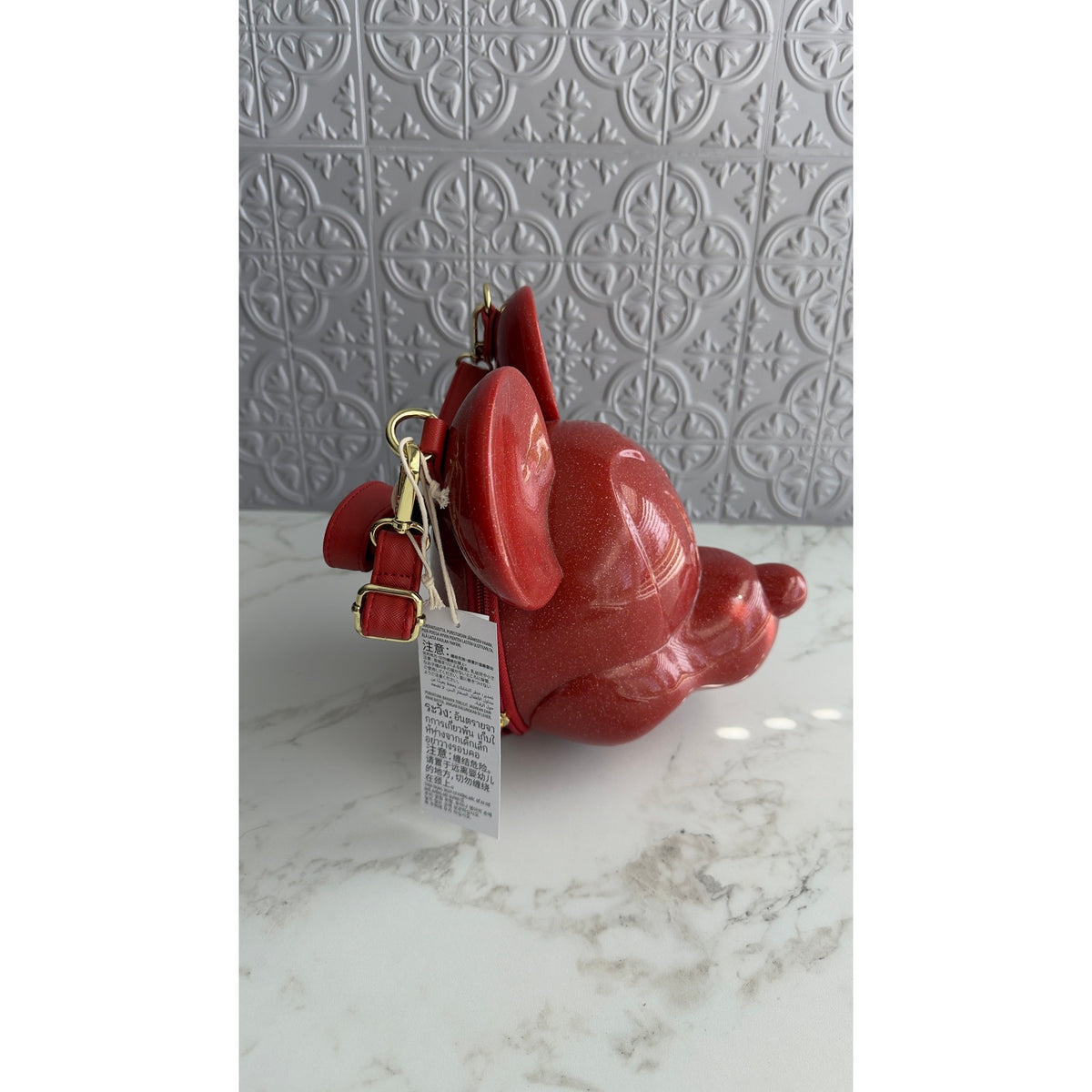 Disney Parks Loungefly Mickey Mouse Red Glitter Molded Crossbody Bag NWT