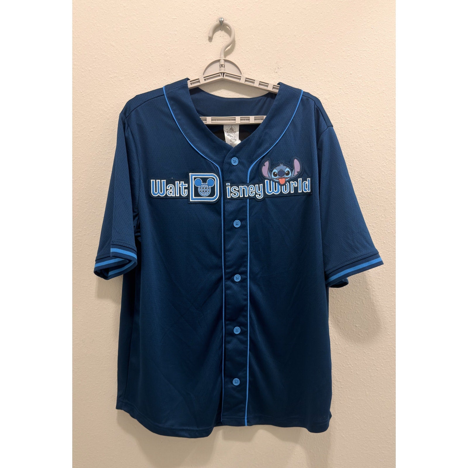 Disney Walt Disney World Stitch Experiment 626 Adults Baseball Jersey Large NWT