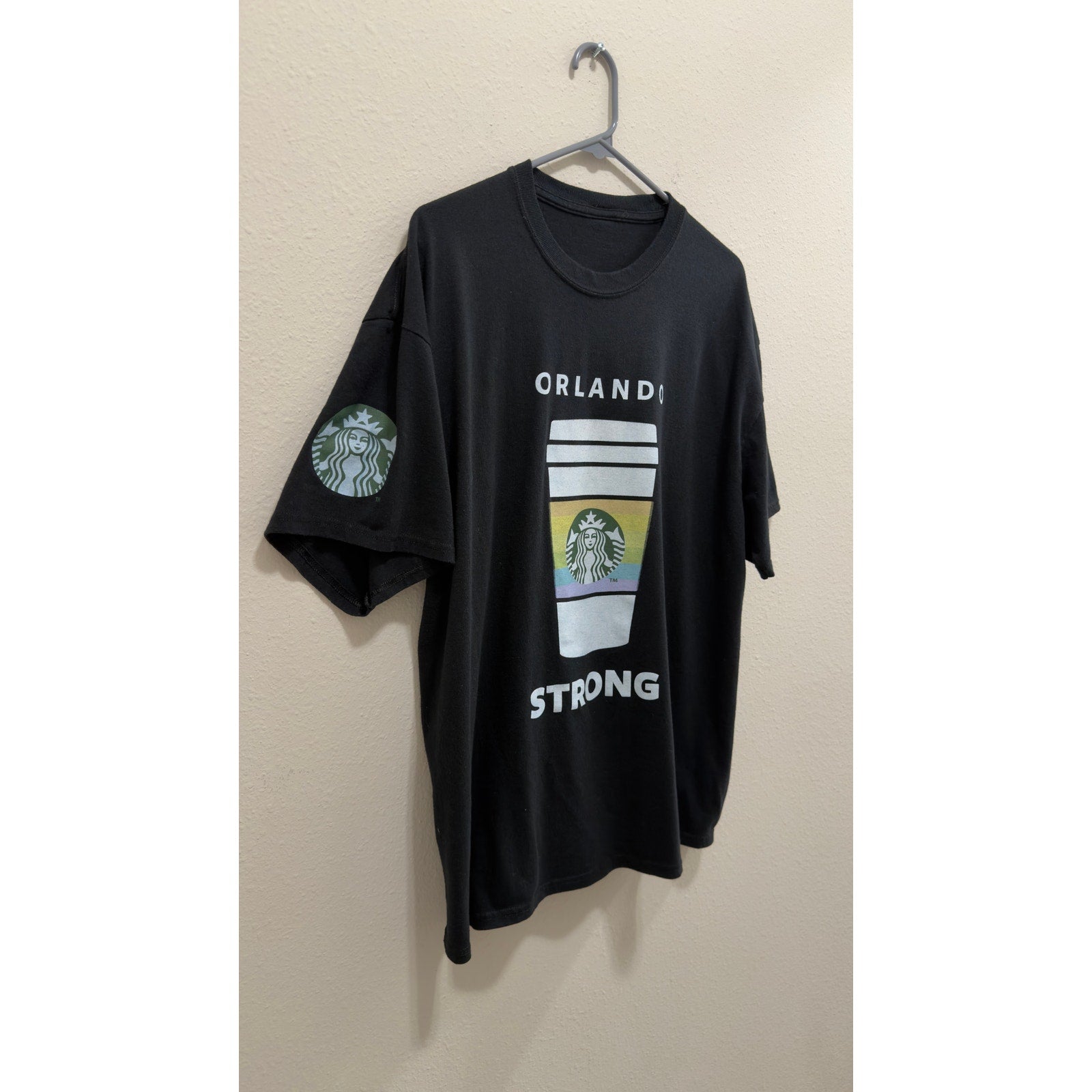 Starbucks "Orlando Strong" Pride Graphic T-Shirt Men's Size Large Black