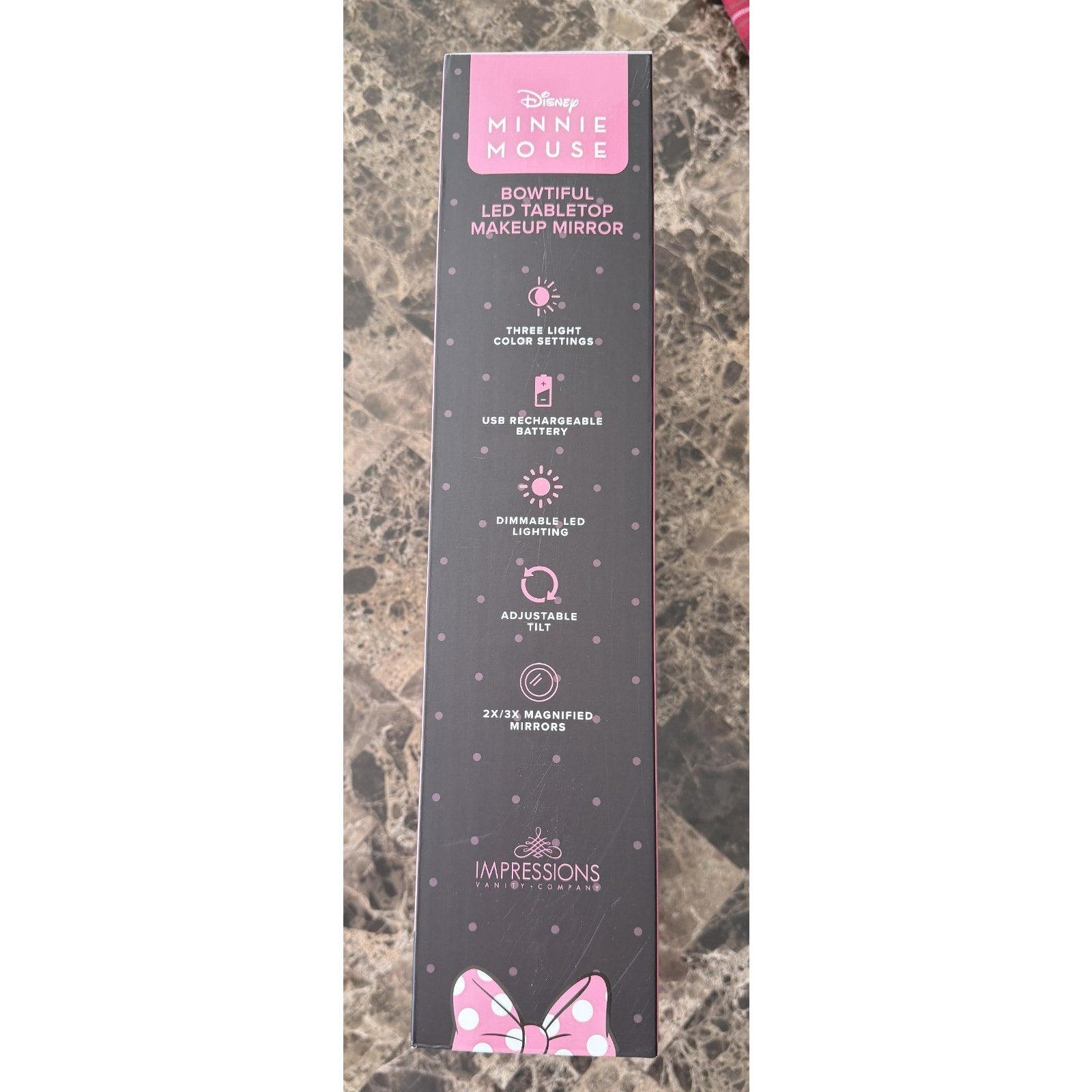 NIB Minnie Mouse Silhouette with Decorative Pink Polka Dot Bow