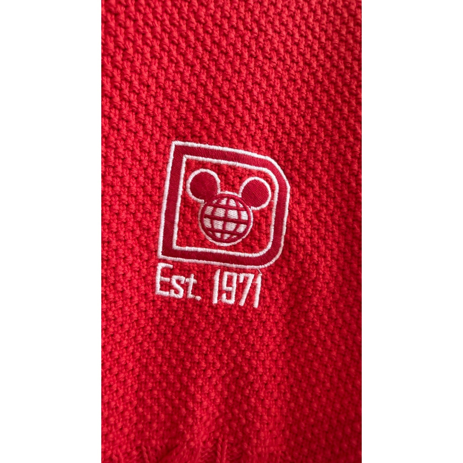 Disney Parks x Spirit Jersey Walt Disney World Red Cable Knit Sweater Size Large