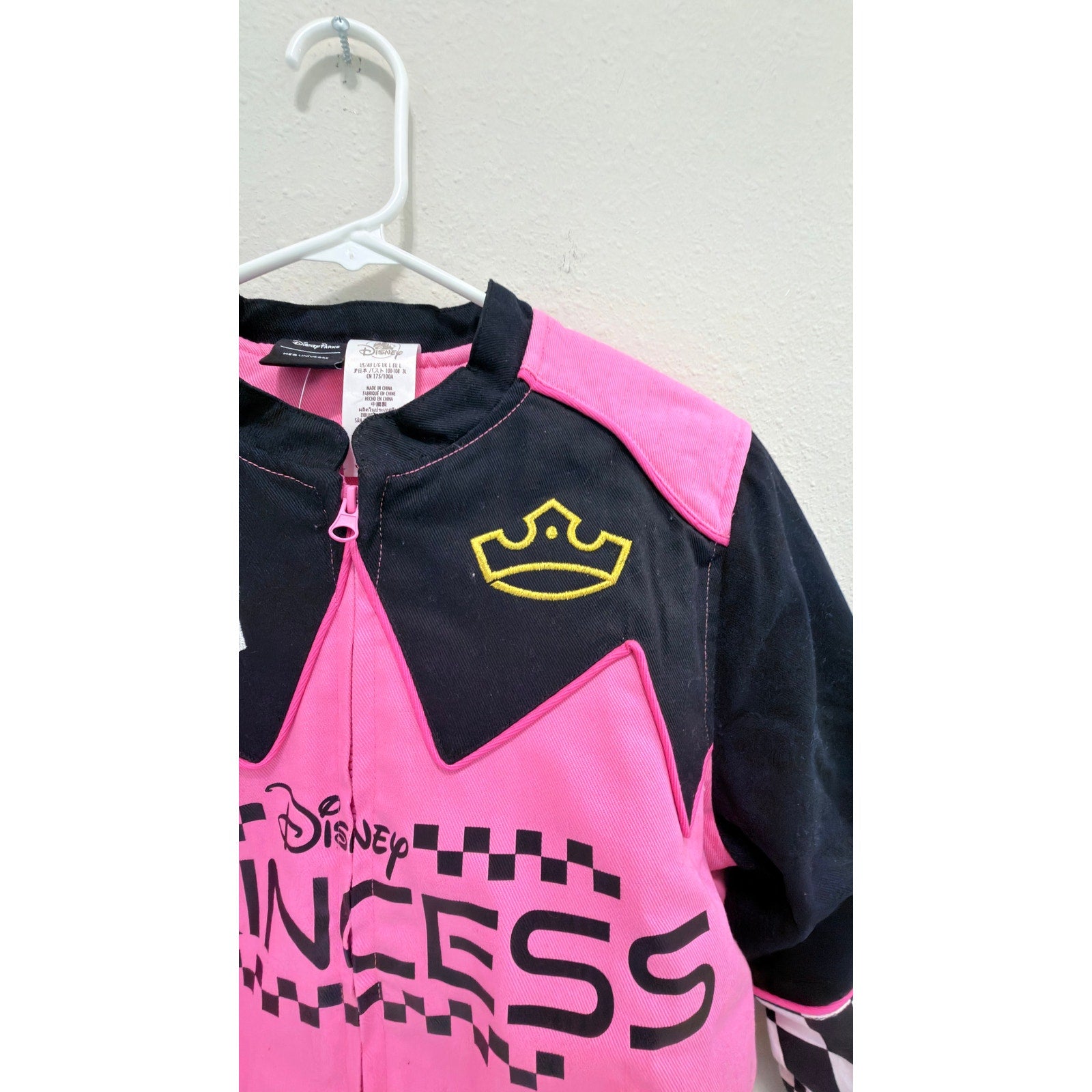 Disney Pink Black Racing Princess Castle Jacket Girls Large Her Universe NWT