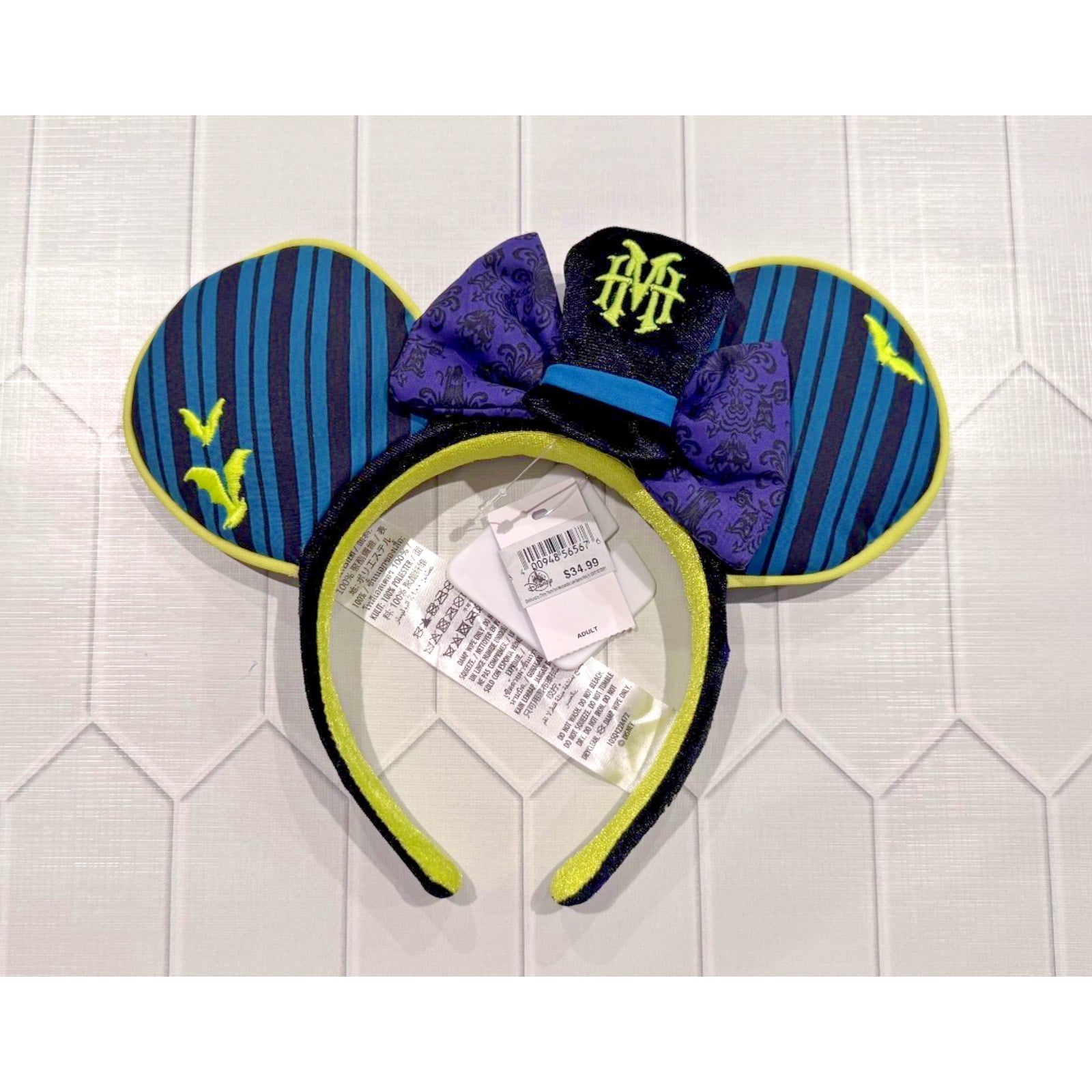 Disney Parks - 2022 Haunted Mansion Minnie Ears Hat Bow Glow Ghost Host NWT