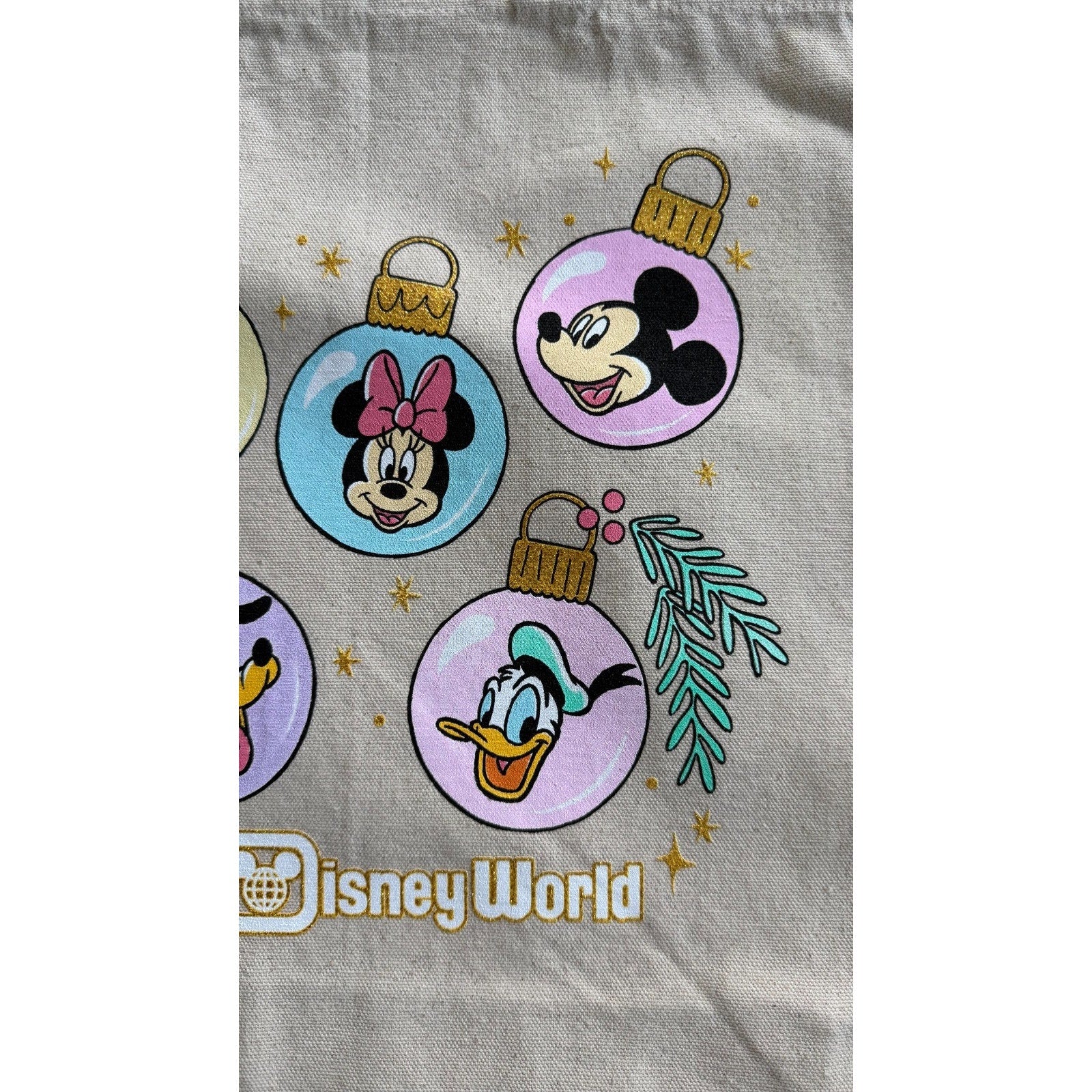 Disney Parks Bag Tote 2025 WDW Christmas Mickey & Friends Ornaments Canvas NWT