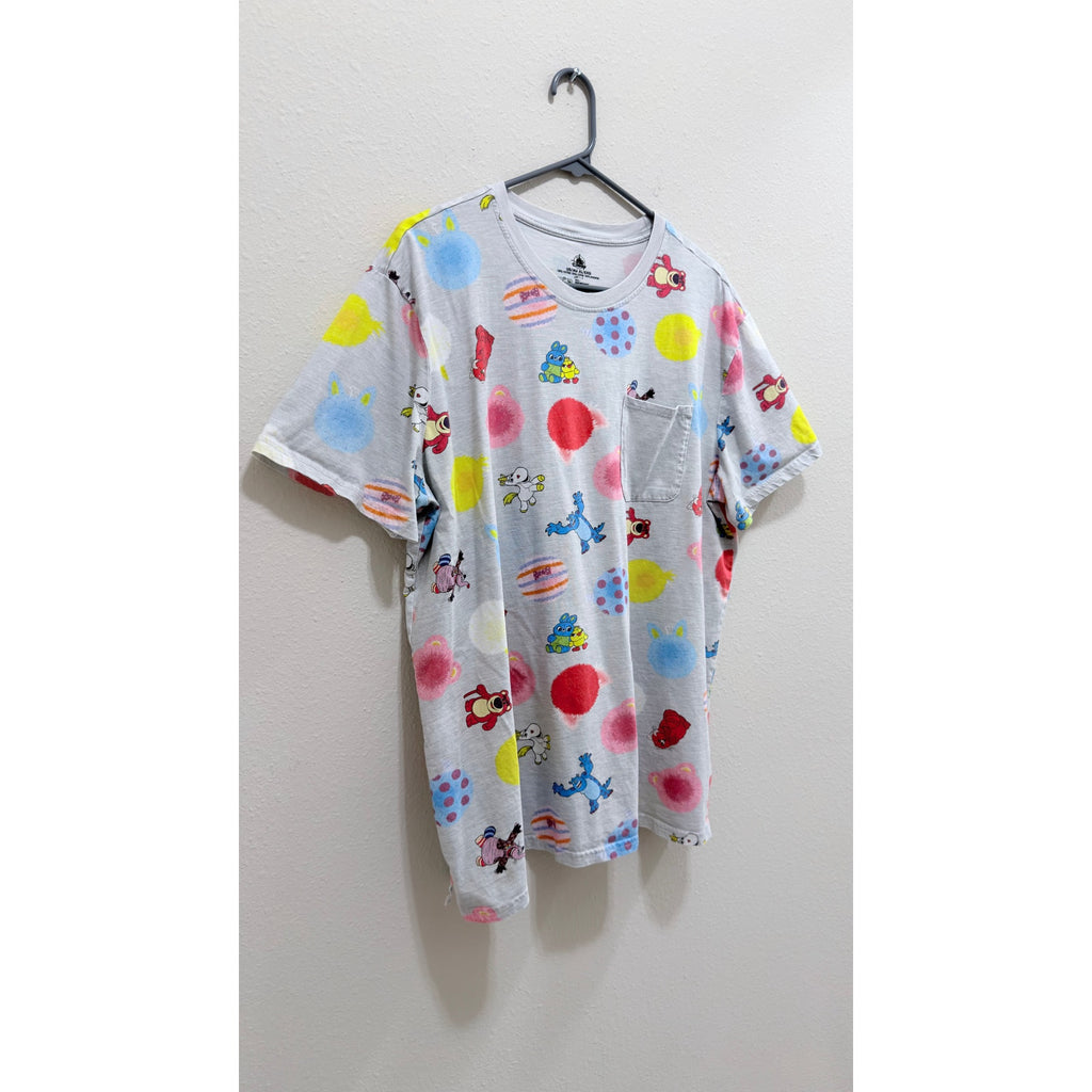 Disney Pixar Character Balloons All Over Print Pocket Shirt Adult XL