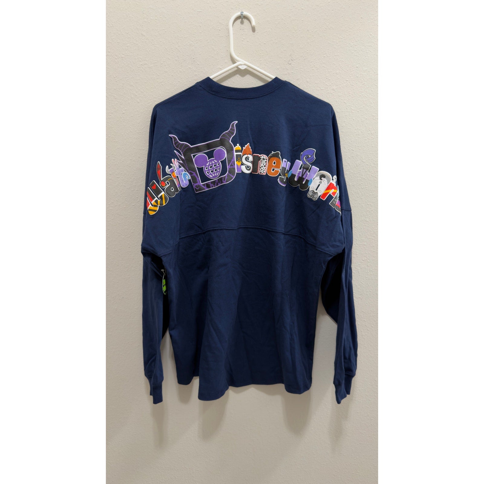 Disney Parks Spirit Jersey Navy Blue Villians Lettering Large NWT