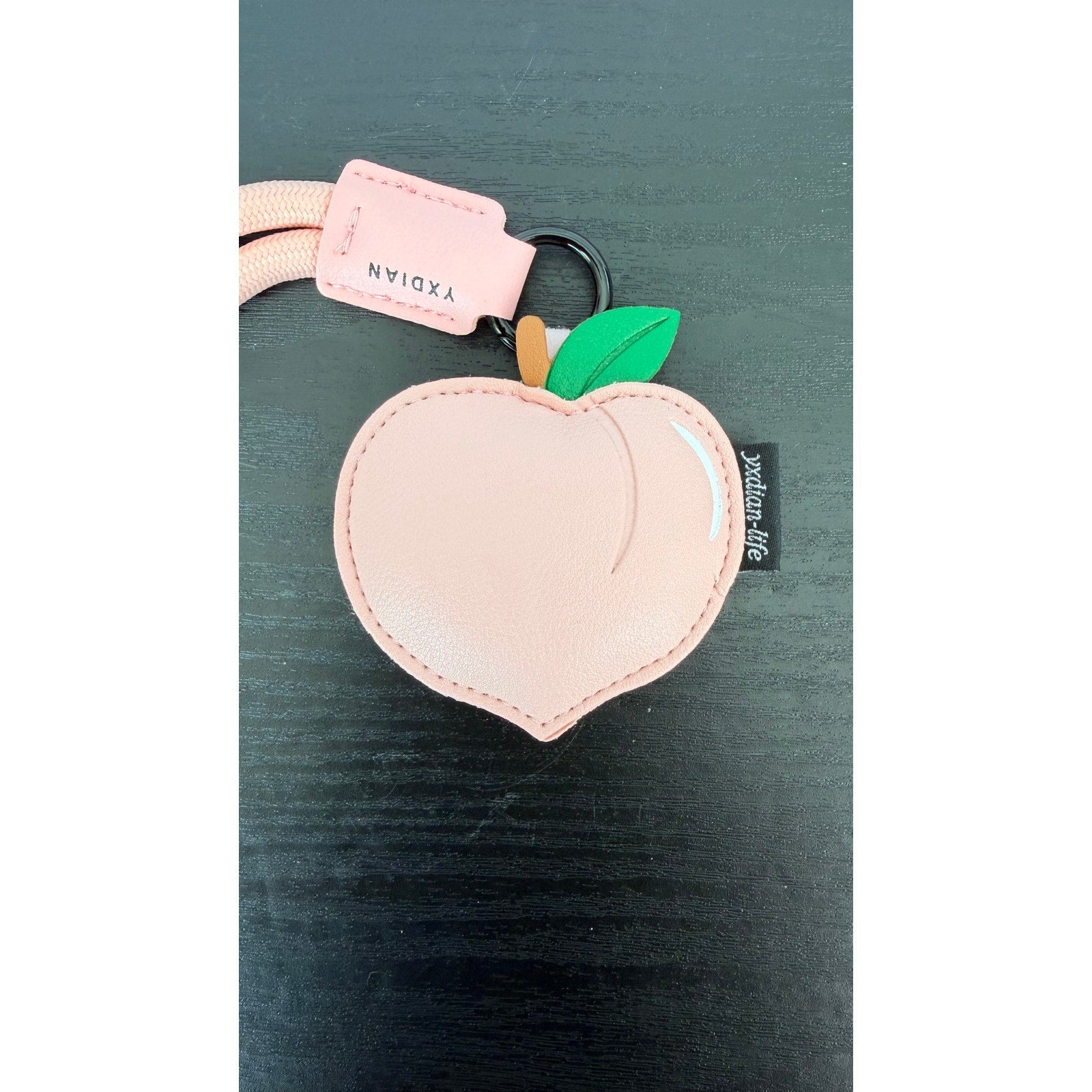 Creative Faux Leather Fruit Keychain - Peach NEW