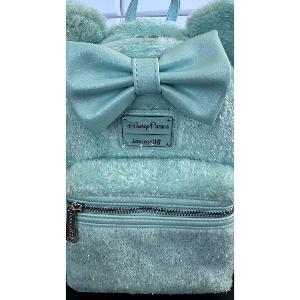 Disney Parks x Loungefly Exclusive Metallic Blue Tinsel Minnie Faux Fur NWT