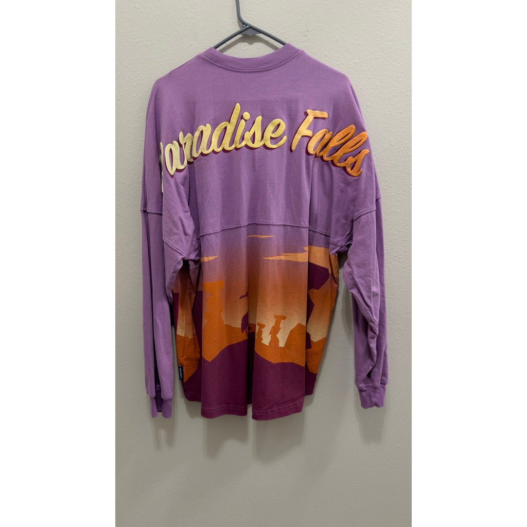 Disney Parks Pixar Up Paradise Falls Sunset Spirit Jersey Large Purple NWT
