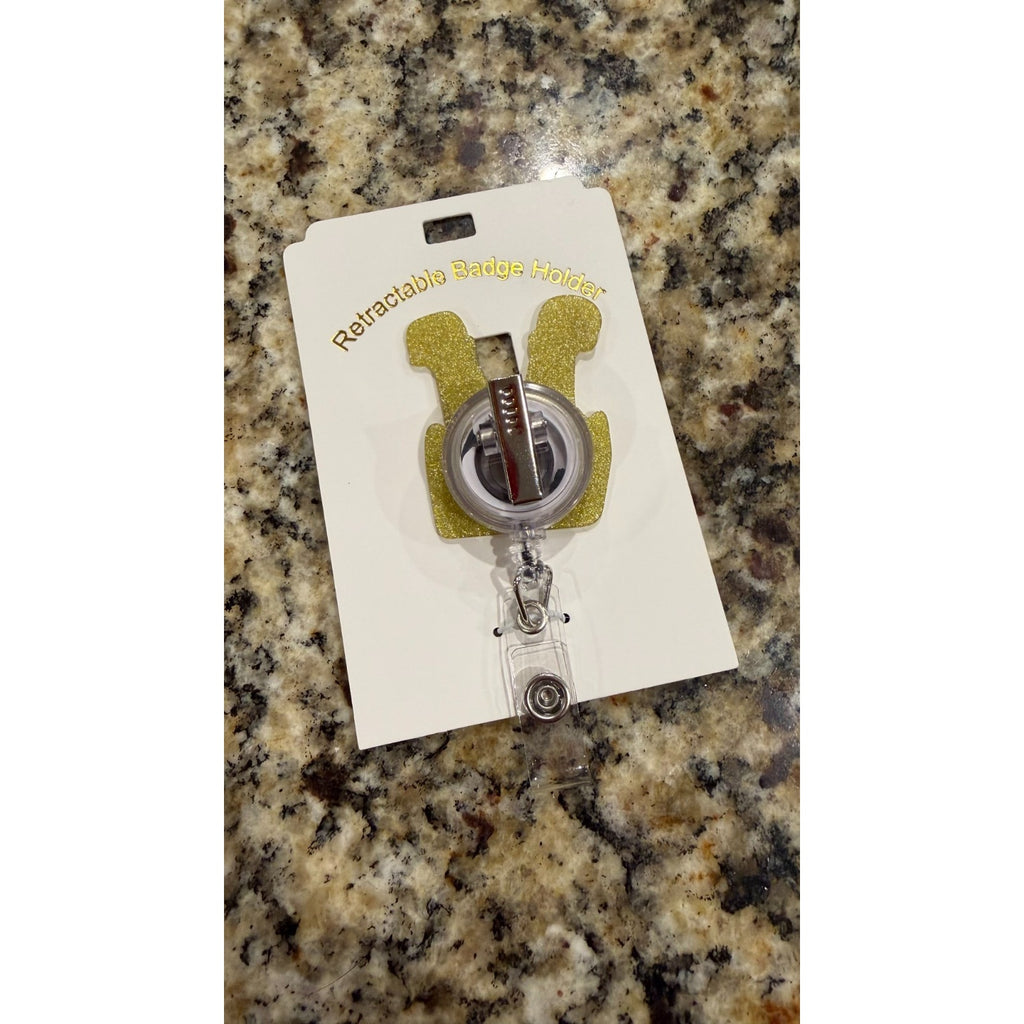 Retractable ID Clip Green Tree Emblem Roll, Acrylic Christmas Badge Holder NEW