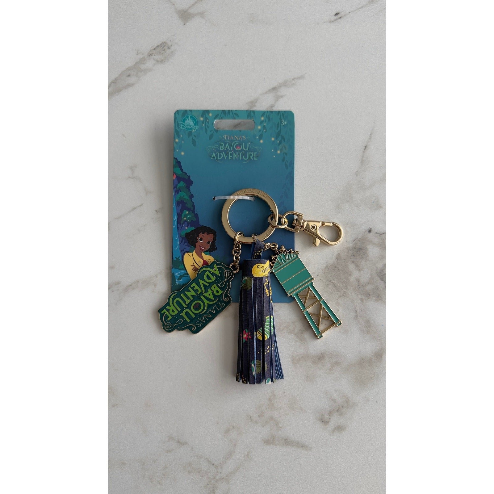 Disney Parks Tiana’s Bayou Adventure Keychain Bag Charm Water Tower Tassel NEW
