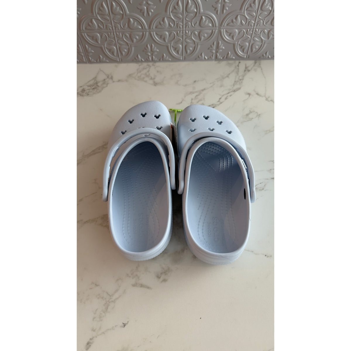 Disney Parks Adults Light Ice Blue Mickey Mouse Icon Cutout Clogs Crocs M8/W10 NEW