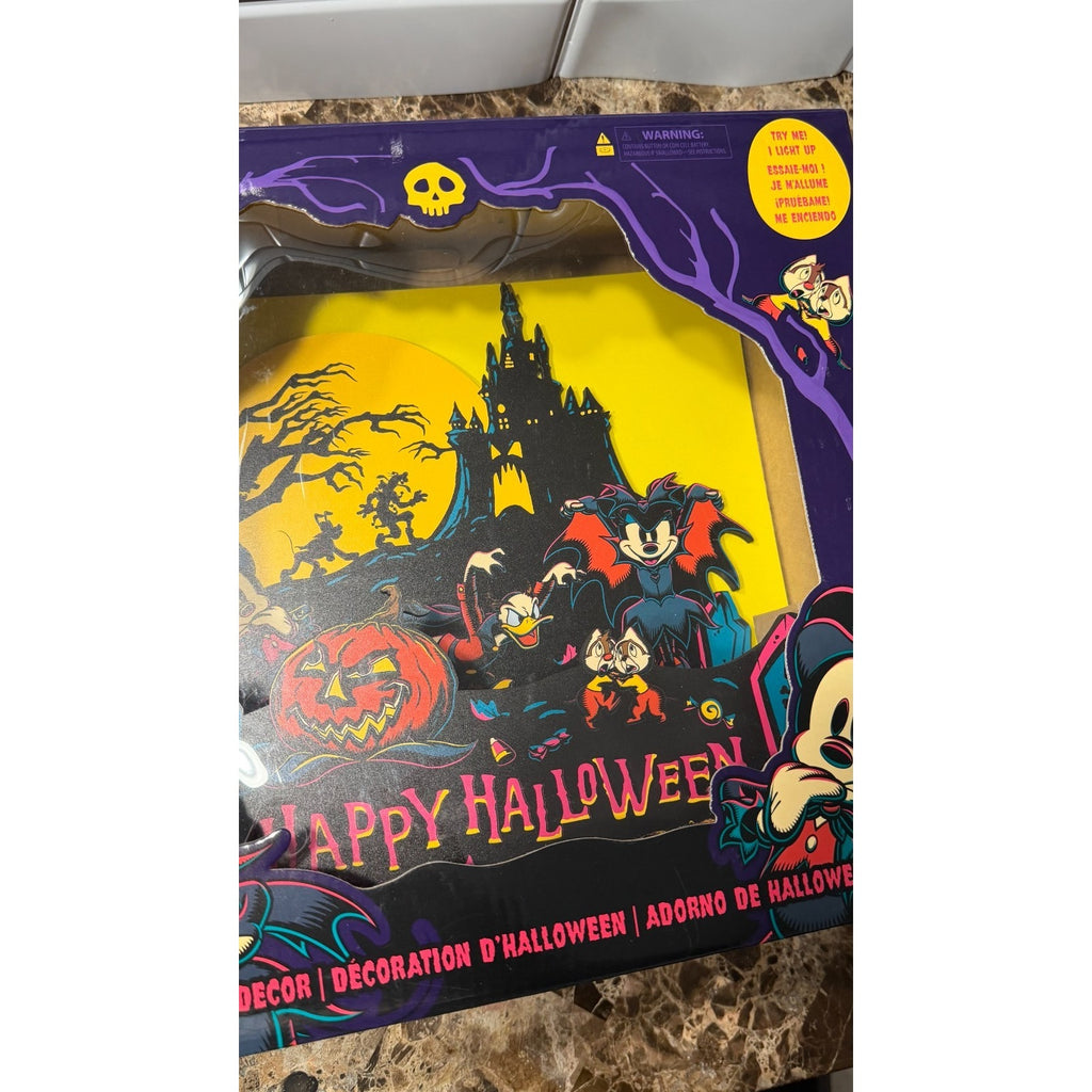 Disney Parks Mickey Mouse Dracula Halloween Light-Up 3D Sign NIB