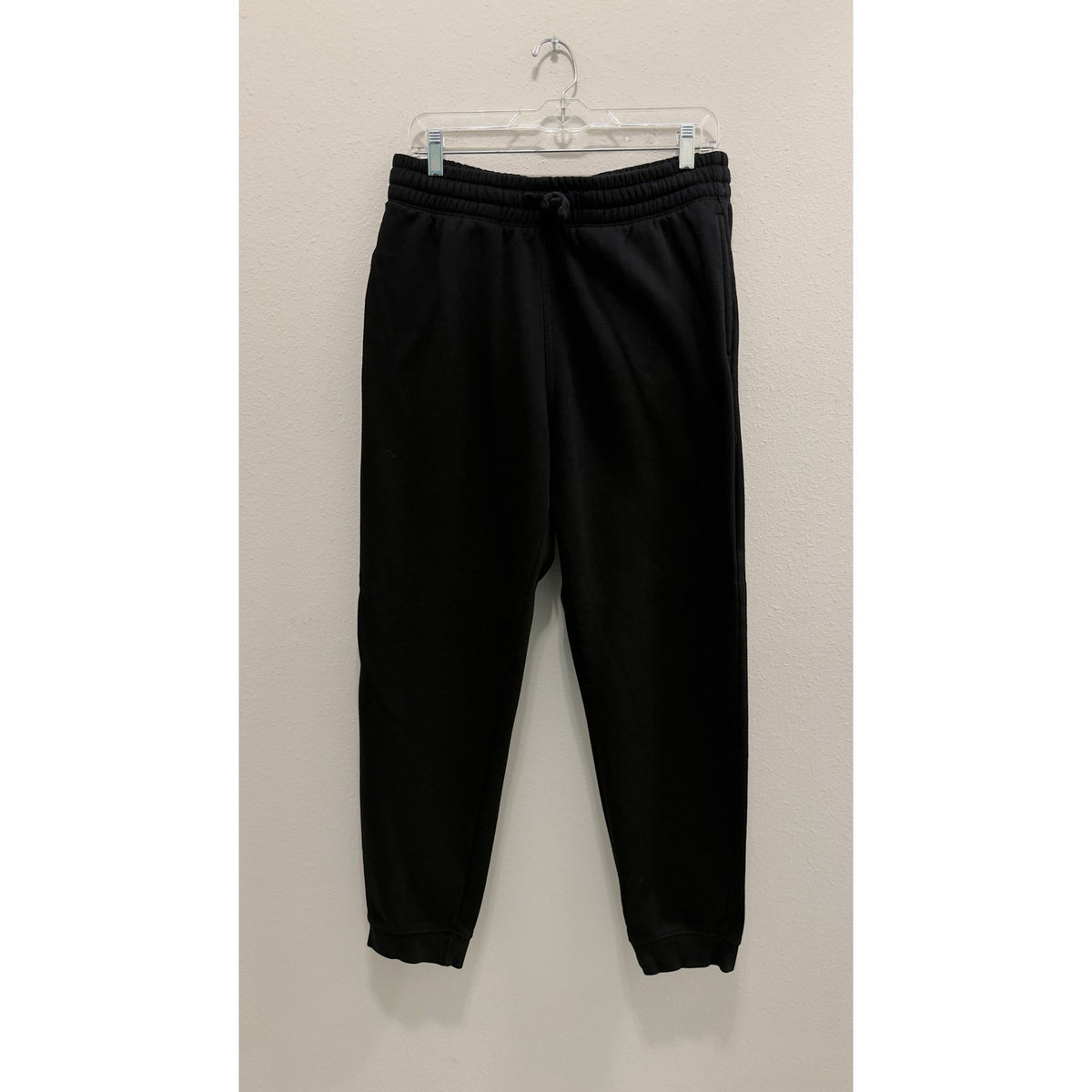 H&M Mens Regular Fit Fleece Joggers Sweatpants Black Drawstring Large