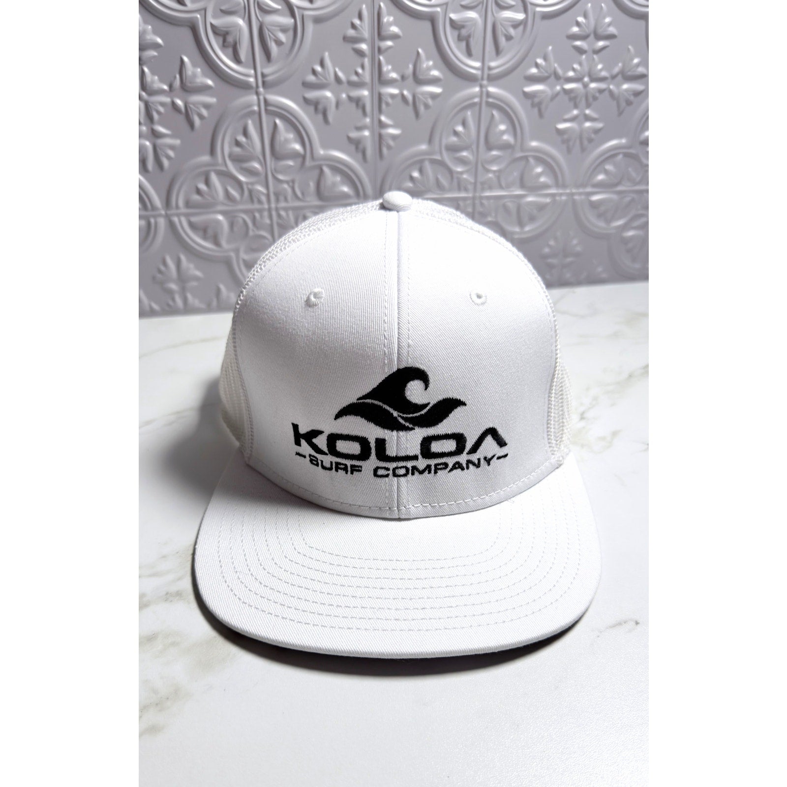 Koloa Surf Classic White Mesh Back Trucker Hat Snapback Adjustable