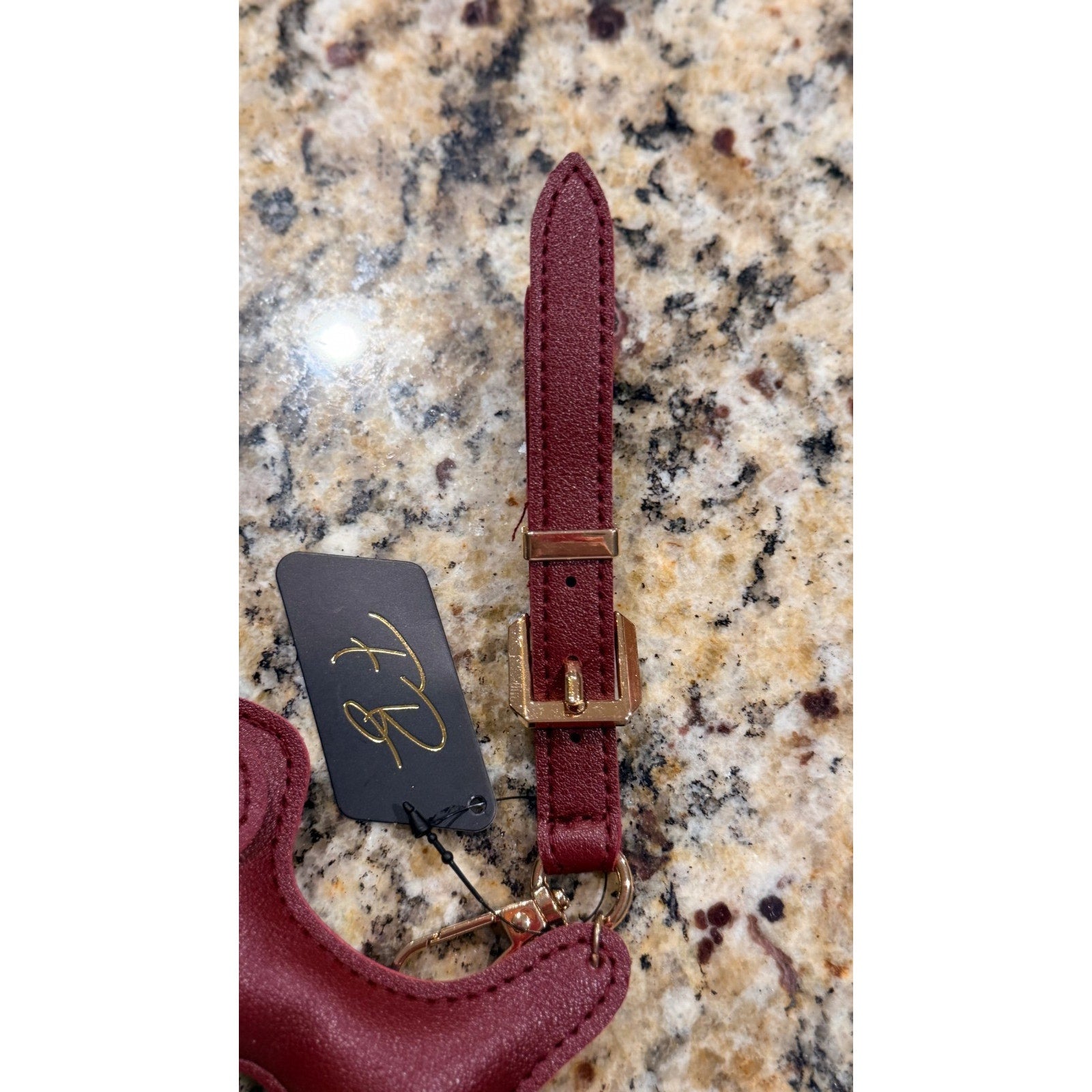 NEW Faux Leather Dog Puppy Keychain Bag Charm - Burgandy