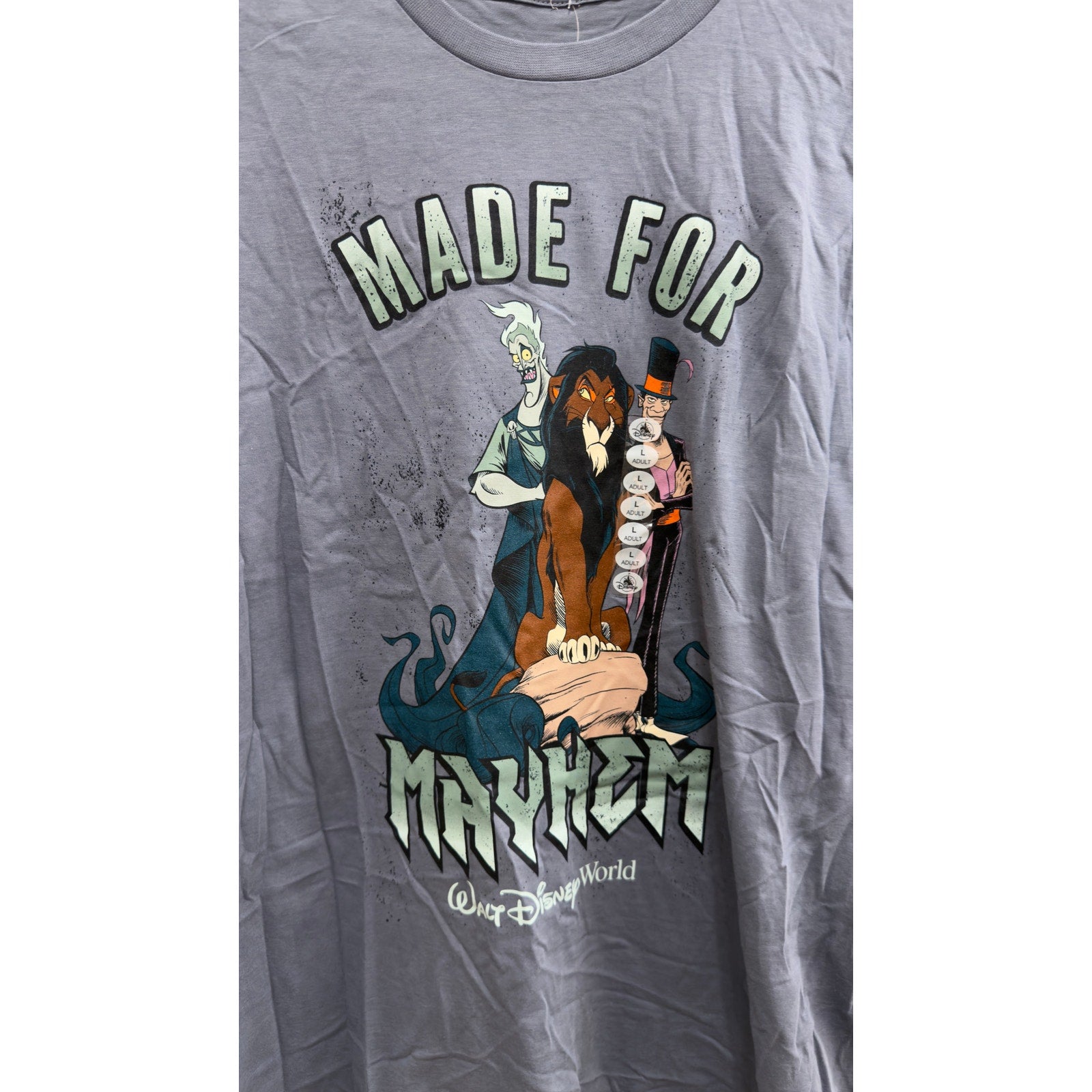 Disney Parks Villains Made for Mayhem Shirt Hades Scar Dr Facilier Large NWT